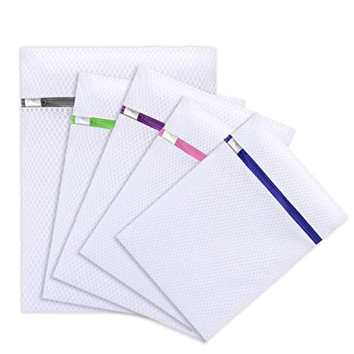 SINBLUE Wäschenetz Wäschetasche mit Reißverschluss für Waschmaschine 5PCS, Wäschebeutel Mesh Laundry Bag, Netz Wäschesack Waschmaschine Wäschetasche (5 Größen, Klein zu Groß) Cover