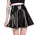 Produktbild KURAZL Sexy Glänzender Minirock Aus PU-Leder für Damen, Metallic-Plissee-Plissee-Skaterröcke Mit Hoher Taille Lässige Elastizität Holographische Tanzende Kurze Röcke,Schwarz,XXL