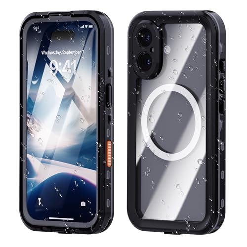 XIMAND for iPhone 16 Plus Waterproof Case, Military-Grade Full Body Defense: IP68 Underwater Protection, Built-in Screen Protector & Camera Lens Cover,Compatible with MagSafe. Black