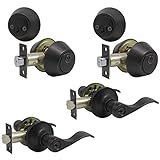 Probrico Hardware Heritage Front Door Entry Lever Lockset with Double Cylinder Deadbolt Combination...