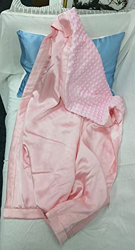 Image of Baby Soft Silk Blanket - 100% Mulberry Silk On One Layer with Minky Plush Dot Blanket Backing - Reversible Double Layer, Gift for Girls /Boys Best for Summer (28 x 40 inch, Light Pink)