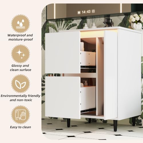 Mueble de baño con lavabo integrado de cerámica SACOOL y cajones silenciosos 7
