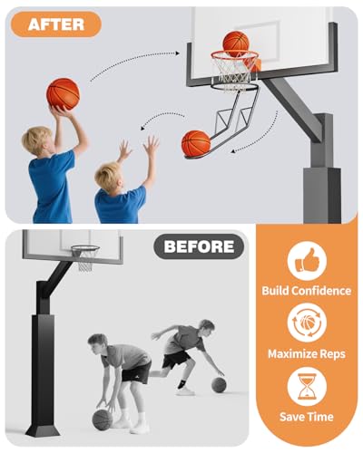 Basketball Return Attachment, Sturdy Metal Basketball Hoop Rebounder Attachment for Outdoor and Indoor Use, Basketball Hoop Accessories Ball Return, Great for Solo Play and Practice(BA01) - Thumbnail 2