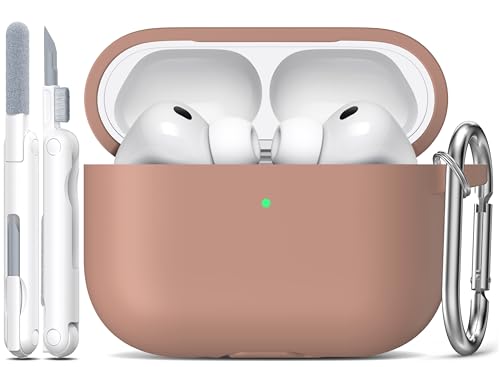 Image of R-fun for AirPods Pro 3 Case (2025), Soft Silicone Protective Case Cover Compatible with Apple AirPods Pro 3rd Generation (USB-C Cable) for Women Men with Cleaning Kit and Keychain, Milk Tea