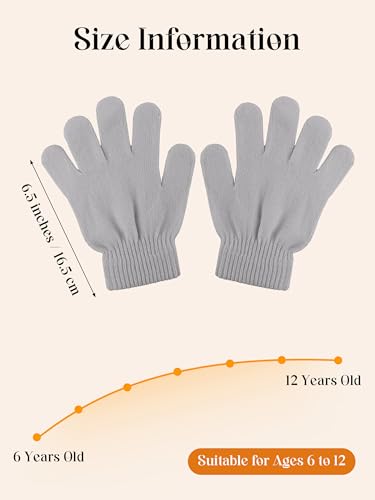 Image of Cooraby 12 Pairs Kid's Winter Magic Gloves Children Stretchy Warm Magic Gloves Boys or Girls Knit Gloves for 6-12 Years