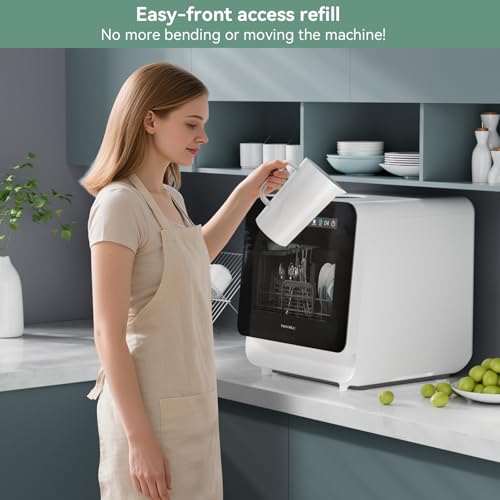 Image of Hermitlux Countertop Dishwasher, Energy Star Portable Dishwashers Mini with 5 Place Settings, 8 Washing Programs & Color Screen, 5-Liter Built-in Water Tank for Apartments & RVs, No Hookup Needed