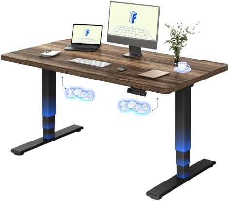 FLEXISPOT Höhenverstellbarer Schreibtisch mit Dualmotor 180×80 cm | 3-stufigem Gestell – Ergonomischer Standing Desk für Gaming, Multitasking & Büro, 100 kg Tragkraft (Braun+Schwar