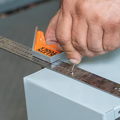 Klein Tools 935Csel Combination Square Ruler For Electricians And Carpenters, Stainless Steel Double Sided Ruler, Bubble Level, Magnetic #TOP5