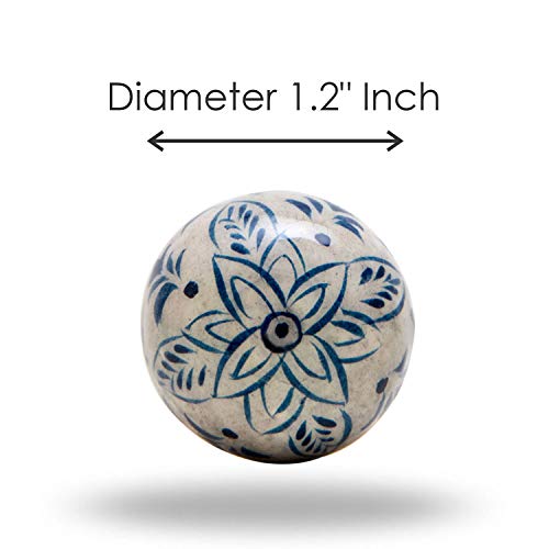 Trinca-Ferro Set Of 6 Dhami Round Painted Wooden Cabinet Cupboard Pull Kitchen Bed-Room Dresser Handle #TOP1