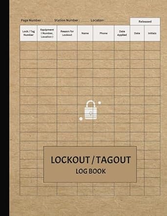 Lockout Tagout Log book: Record Keeping Sheets for Ensuring Workplace Safety, Including ...