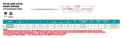 Stainless Stud & Stud Hand Swage, TURNBUCKLE 1/8" 316 SS miniatura 2