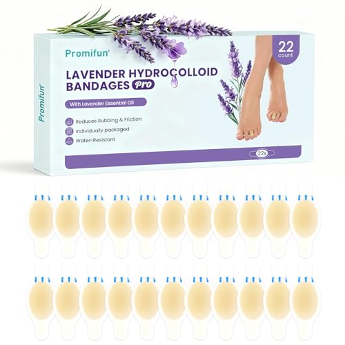 Hydrocolloid Blister Bandages Pads for Feet - Promifun 22ct Waterproof Blisters Bandage with Lavender Extract - Blister Pads for Heel,Foot,Toe - Home & Travel Essential Heel Protector (Toe Pack)