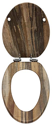 Home+Solutions Toilet Seat, Elongated, Distressed Wood #TOP1