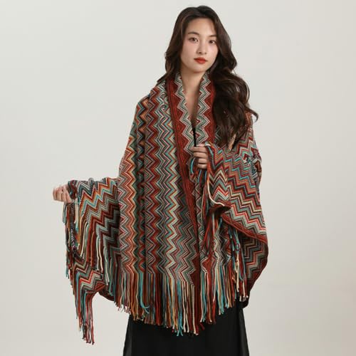 Shawl Wrap Poncho Cape for Women Wraps Warm with Tassel for Fall Winter Oversized Knitted Open Front Shawl2