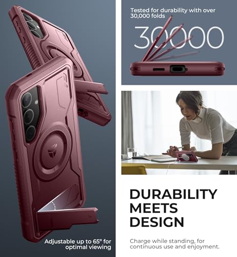 Dexnor Magnetic Case for Samsung Galaxy S24 Plus Case with Adjustable Kickstand & 2 Front Frames & Built-in Screen Protector, MagSafe Compatible Rugged Shockproof Full-Body Protective Cover - Red by Dexnor - Image 4
