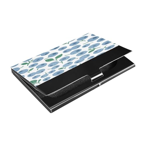 Ttgoth Porte-cartes de visite Abstrac Blueberry pour homme et femme en cuir synthétique et acier inoxydable pour cartes de visite, étui portefeuille pour voyage et travail, a, 9.3x5.8x1 cm, Moderne