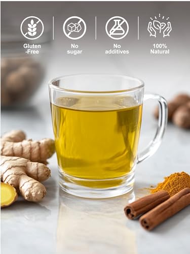 TeeLux Turmeric Ginger Tea Bags, Pure Natural Turmeric Ginger Herbal Tea, Spicy & Smooth Flavor, Caffeine Free, 100 Count - Thumbnail 4