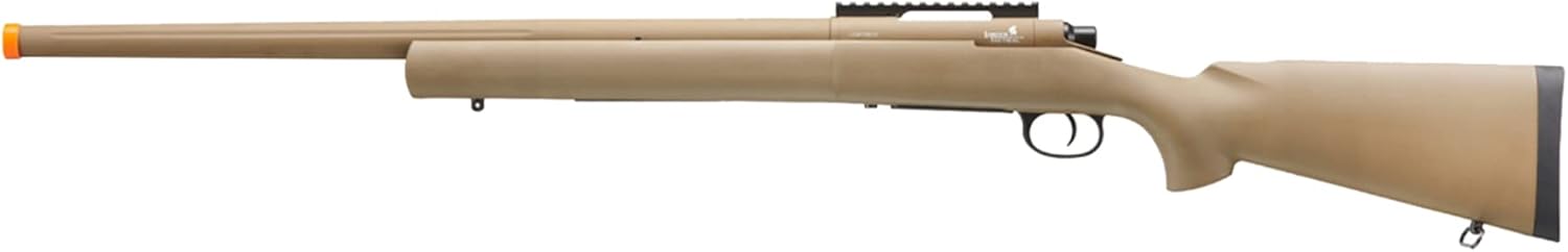Lancer Tactical M24 Bolt Action High Speed Spring Powered Sniper Airsoft Rifle-Up to 500 FPS (Color: Tan)