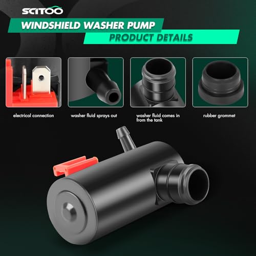 Image of SCITOO 38512-SA5-013 Front Windshield Washer Pump Motor Windscreen Wiper Pump Replacement fit For HondaFor Hyundai For Accord Elantra 1984 Touring-1993 ;For Honda | Direct fit for 2007-2009 For Honda For S2000|Replaces OE 38512-SA5-013|38512-SA5-981|76806-SE0-921|86611-AA010|With Grommet
