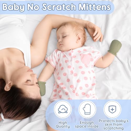 image for Jeere 8 Pairs Newborn Baby Muslin Mittens 0-6 Months No Scratch Elasti
