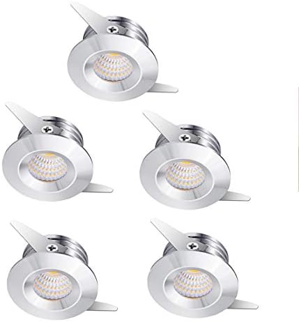 5-Pack Mini Small Recessed Spotlights,3W Warm White Aluminium Mini Spot Downlight with Transformer LED Recessed Ceiling Lights Downlights for Living Room Cabinet etc