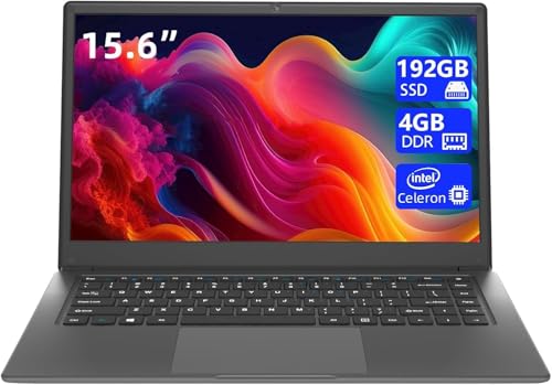 Image of 15.6 inch laptop computer,Celeron Quad-Core Up to 2.2 GHz,4GB RAM and 192GB SSD,Win11 Laptop with full HD IPS,slim and lightweight notebook computer,Work and students laptops PC,Gray,WPS support