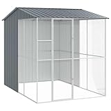 vidaXL Anthrazit Stahl Vogelkäfig für den Außenbereich Geräumiger 215 x 310 x 247 cm Käfig Moderner Design Einfache Montage Haustierunterkunft Robustes Metall