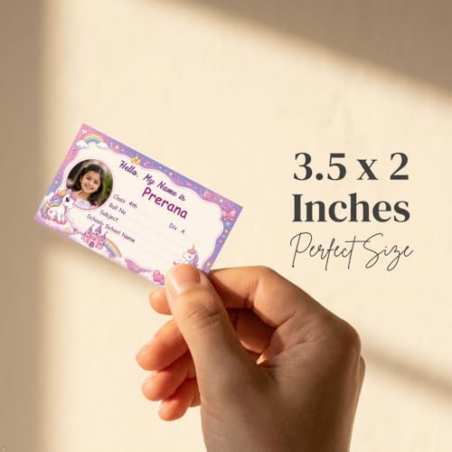Image of Personalized Name Labels for Kids | Custom Photo Name Stickers for School Books, Notebooks | Waterproof Self Adhesive Book Labels (30 Pcs) | Name, Class, Div, School | 3.5 x 2 Inch (GDS-2)