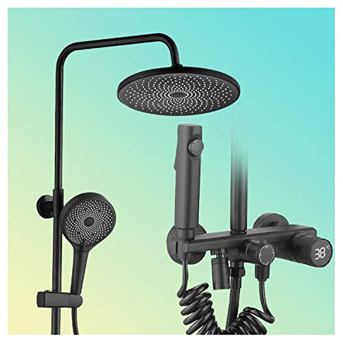 Ensemble de douche complet noir avec robinet de baignoire orientable