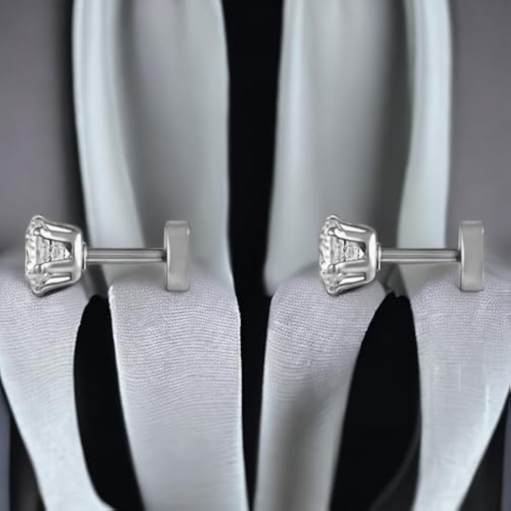 Unisex Trendy Solitaire Single Stone Cubic Zirconia Bali Studs Earrings