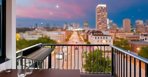 Adjustable Folding Hanging Table for Railing - Space-Saving Aluminium Desk for Outdoor Patio & Deck - Height Adjustable, Lightweight & Durable