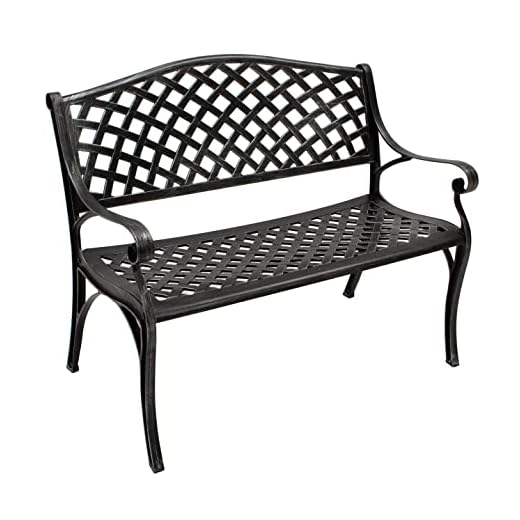 DEGAMO Gartenbank Parkbank Oxford 2-sitzer aus Aluguss, Farbe antik-grau, wetterfest