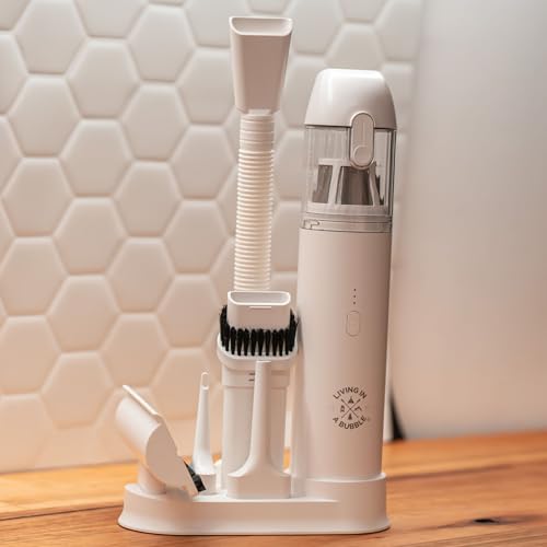 Living in a Bubble Cordless Air Duster & Mini Vacuum Set, Portable Handheld Wireless Vacuum for Car/Van