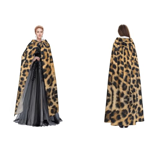 Cape à capuche imprimé léopard costume Halloween adulte et fête de Noël