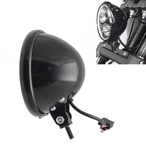 UTVIUNCT Lengthened Bolt 5.75 Inch Headlight Housing Universal Motorcycle 5 3/4 LED Headlight Bucket Shell Round Headlamp Light Bulb Bottom Mounting