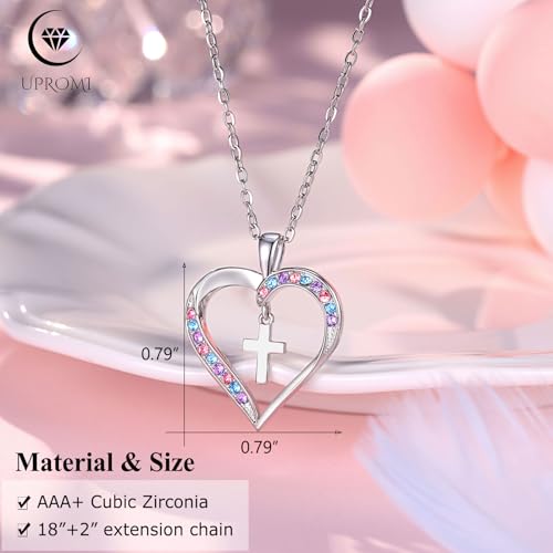 UPROMI Cross Necklace for Girls Back to School Gifts for Girls Baptism First Communion Confirmation Graduation Gifts3