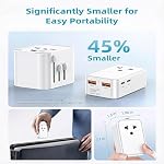 Mini Adaptateur universel de prise de voyage, 5 Adaptateur de voyage pliable Port 25W Max avec 1AC 2 USB-A2 USB-C Ports, Chargeur de l'allée et mondial AC La sortie pour l'Europe USA UK AUS Asie