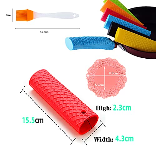 Uoyu 7 Pack Silicone Hot Handle Holder Potholder Rubber Pot Handle Sleeve For Cast Iron Pans Metal Frying Pans Skillets Coaster Brushes #TOP1