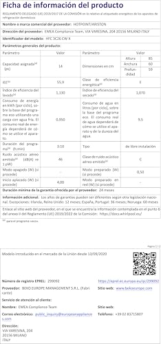 HOTPOINT HFC 3C26 CW X LAVASTOVIGLIE, 60 cm, Classe E - 12
