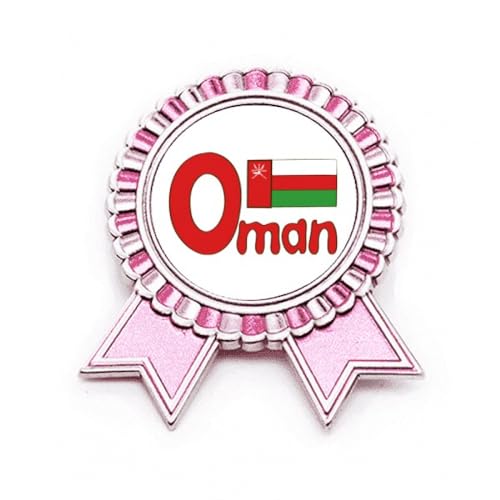 Broche drapeau national d'Oman rouge vert taille M médaille rose