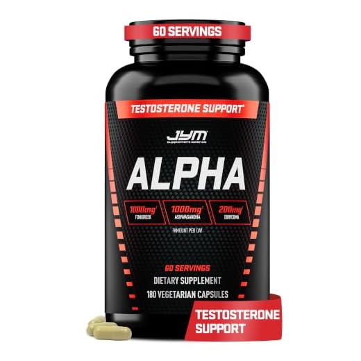 Alpha JYM Testosterone Support | Male Vitality, Hormone Optimization, Ashwagandha, Fenugreek, Eurycoma, Damiana, Quercetin, DIM | JYM Supplemental Science | 180 Vegetarian capsules