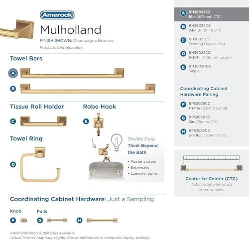 Image of Amerock Mulholland 18 inch Champagne Bronze Towel Bar