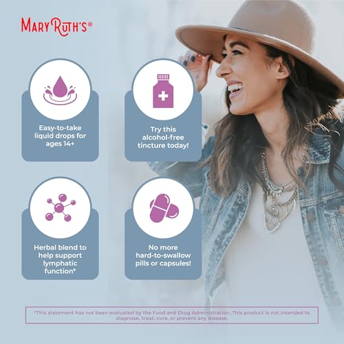 Image of MARYRUTH'S Lymphatic Support Liquid Drops USDA Organic | Herbal Blend with Echinacea & Elderberry | Blue Vervain | Vegan | Alcohol-Free | Non-GMO | 30 Servings (Pack of 2)