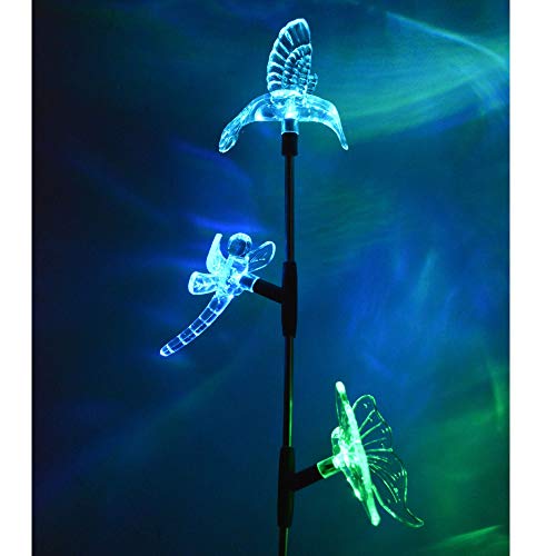 Luminária Solar Jardim PVC beija-flor, Borboleta e Libélula 1382