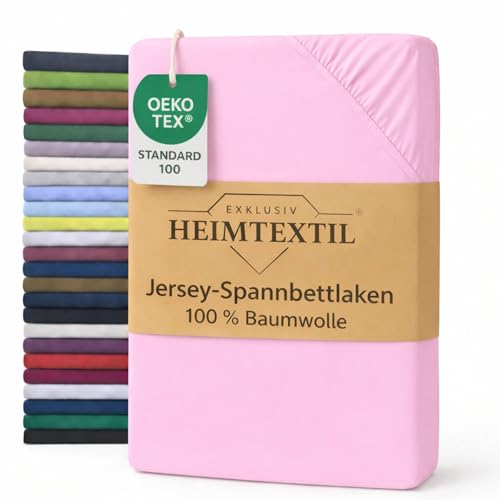 EXKLUSIV HEIMTEXTIL Sábana bajera ajustable de punto premium de 60 x 120 cm, color rosa, 100 % algodón, certificado Öko – Tex, sábana bajera ajustable, sábana bajera ajustable, sábana bajera ajustable