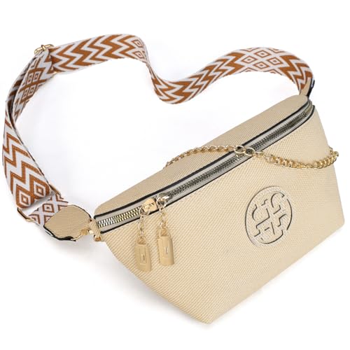 Fashion Waist Packs, Faux Leather Bum Bags for Women Crossbody Fanny Packs Trendy Boho Sling Bag with Adjustable Shoulder Strap Belt Chest Bag for Travel, Gym, Hiking, Cycling