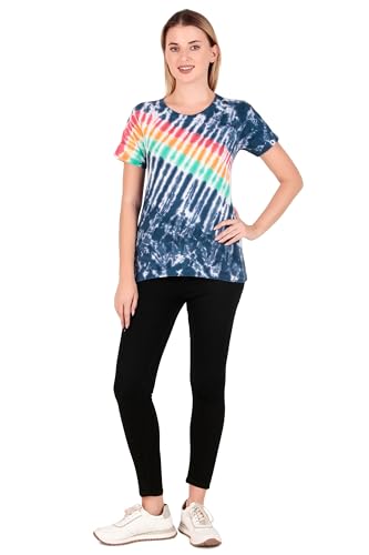 Image of Stories.Label Women 100% Cotton Printed Tshirt in Ribbed Neck Includes Plus Sizes, Regular Fit and Half Sleeves (Sizes Medium -5XL)