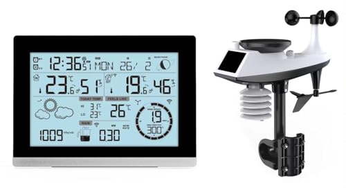 Technoline WS1750 Wettercenter - Innentemperatur, Außentemperatur, Innenluftfeuchte, Außenluftfeuchte, Wettervorhersage, Windgeschwindigkeit, Windrichtung, Niederschlagsmenge