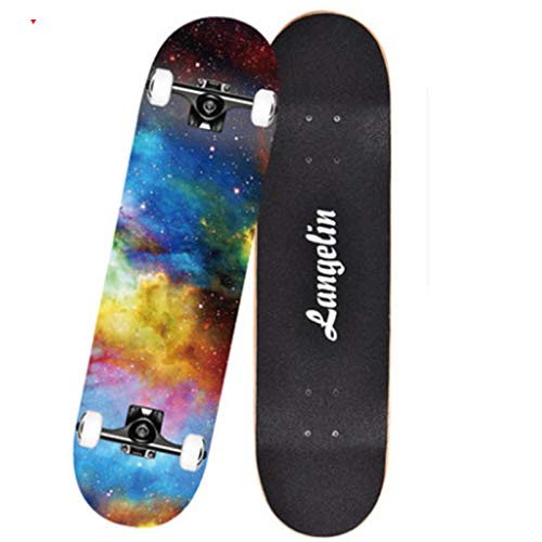 Skateboard enfants à 4 roues avec planche en érable flexible pour maîtriser ses premières figures