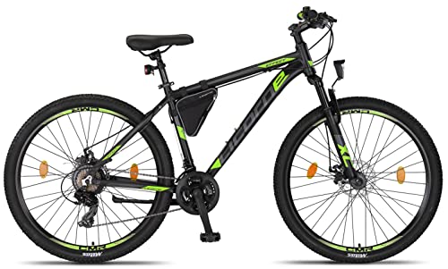 Licorne Bike Effect Premium Mountain Bike 27.5 inch Wheels Black and Lime – Bicycle for Boys, Girls, Men and Women –21 Gear Speed – Front Suspension Mountain Bike​